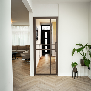 Porta Interna in Acciaio - Bronzo - 6 Pannelli - Vetro Satinato - Design di Lusso - Product Image 3