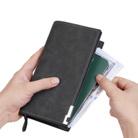 2024 Nieuwe Scrub Pu Lederen Lange Stijl Casual Metalen Rand Rits Koppeling Portefeuilles Voor Mannen Met Handvat Riem, Mannelijke Mobiele Telefoon Tas