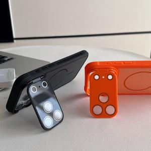 Coque de téléphone magnétique populaire avec support et protection d'objectif pour iPhone 17 16 15 14 13 12 11 Pro Max avec film de protection d'objectif - Product Image 2