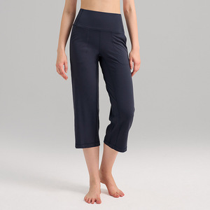 Pantalon large femme taille haute à séchage rapide confortable et décontracté avec poches et pantalon court à cordon de serrage - Product Image 3
