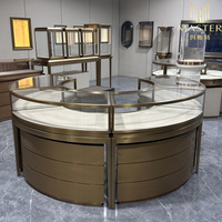 Présentoir de kiosque de centre commercial au design moderne Présentoir d'exposition de montres en acier inoxydable au détail Armoire de table à bijoux en verre transparent