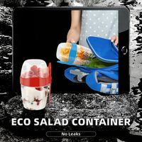 Conteneur de stockage alimentaire moderne en plastique écologique réutilisable et portable avec couvercle pour le petit-déjeuner, les fruits et les légumes