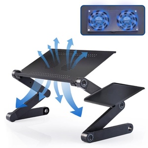Aluminium Adjustable Foldable Laptop Notebook Computer <strong>Tray</strong> Table Stand for Desk with Cooling Fan - Product Image 1