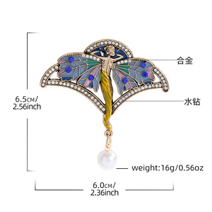 Broche Retro de Hada con Alas y Flores, Esmalte de Alta Gama, Elegante Accesorio para Abrigo, a la Moda - Product Image 4