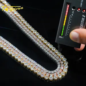 Hip Hop buzlu Out D renk beyaz VVS 925 ayar gümüş 2MM 3MM 4MM 5MM 6.5MM mozanit elmas tenis bilekliği zincir kolye