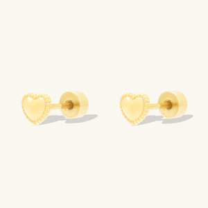 Boucles <span class=keywords><strong>d</strong></span>'oreilles en <span class=keywords><strong>argent</strong></span> sterling 925 Xinyun avec mini pendentifs en forme de cœur et fermoirs à vis pour filles - Product Image 1