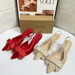 Da <span class=keywords><strong>donna</strong></span> con fiocco effetto velluto decorato tacchi alti Sexy tipo sandalo da esterno per l'estate - Product Image 1