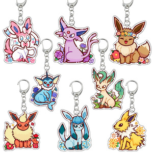 Llavero de anime Pokémon Flareon <span class=keywords><strong>Glaceon</strong></span> Umbreon Jolteon Espeon Sylveon <span class=keywords><strong>Vaporeon</strong></span>, colgante creativo de acrílico con diseño de dibujos animados, regalo - Product Image 1