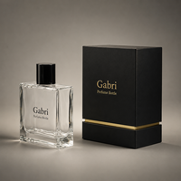 Flacon vaporisateur de parfum carré plat transparent vide de 50 ml, flacon de parfum personnalisé, flacon de parfum de luxe de 100 ml et emballage en boîte