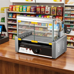 Stainless Steel Electric Sausage Roller Grill Commercial Hot Dog Roller Machine With Upper Warming Shelf For Food Truck - Product Image 1