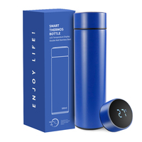 Botol Termos Vakum Dinding Ganda 500Ml untuk Olahraga dan Perjalanan, Botol Air Pintar Stainless Steel, Botol Termos Digital Cerdas