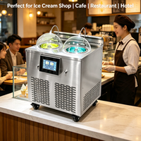 Machine à glace dure 66L, machine à gelato commerciale à double réservoir pour pâtisserie, boulangerie, restaurant, acier inoxydable 3000W
