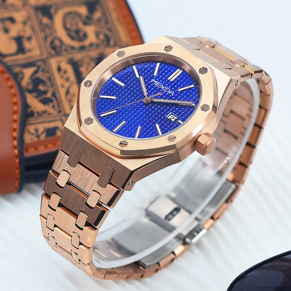 Mexda Mode klassische Quarz-Herrenuhr Movt Reloj de Lujo Edelstahl-Orologio-Armband Luxus Japan Glas MIYOTA Rund