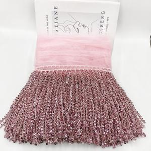 Tendencia 16cm transparente con cuentas lentejuelas borla flecos encaje colorido plata lentejuelas borla recorte <span class=keywords><strong>novia</strong></span> para vestido ropa - Product Image 6