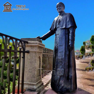 Estatua de bronce de San Juan Pablo II de tamaño real, escultura religiosa de iglesia en latón, técnica de fundición a mano - Product Image 4