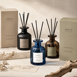 Aikun Colored Glass 120 ml Gift Box Black Stick Reed Diffuser Set with Long Lasting Fragrance Oil for <b>Home</b> Decor Display - Product Image 2