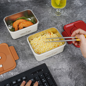 <b>Lunch</b> <b>Box</b> 304 Stainless Steel Rectangle Microwaveable For Office Students Travel Gift - Product Image 2