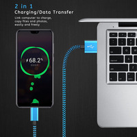 Grosir kabel Data USB isi daya Cepat paduan aluminium kepang nilon 2m 3m Tipe C untuk komputer iPhone dan IOS