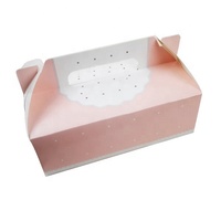 Cajas de papel personalizadas para pastel rosa, embalaje para pasteles, ventana, comida, cartón, pastel, panadería, queso de madera