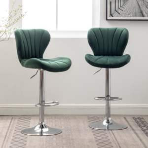 DB Ellston Lot de 2 tabourets de bar à hauteur réglable Design simple Chaise de ferme pivotante rembourrée en PU vert - Product Image 3