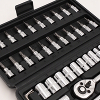 Kit d'outils à cliquet 46 pièces en acier au carbone avec embouts de 1/4 de pouce pour l'entretien des véhicules