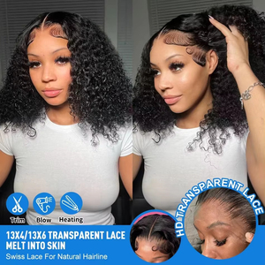 Parrucche Frontali in Pizzo HD 13x4, Onda Profonda 250%, Parrucca Frontale in Pizzo 4x4, 100% Capelli Umani per Donne, Parrucca Bob Corta Ricci Brasiliani - Product Image 2