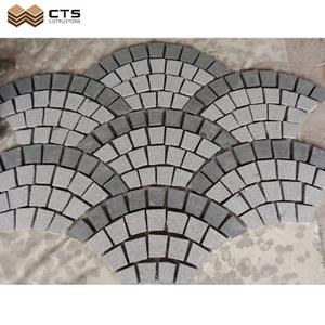 Feuille de cube rose en granit de chine, pavage personnalisé, Double couleur mixte, en forme d'éventail, <span class=keywords><strong>prix</strong></span> de gros par <span class=keywords><strong>M2</strong></span>, livraison gratuite - Product Image 2