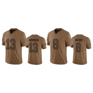 2023 Salute To Service Cosido Marrón Camisetas de fútbol americano Las Vegas 13 Hunter Renfrow 34 Bo Jackson 8 Josh Jacobs