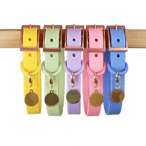 Correa recubierta de silicona para perro, conjunto de Collar de PVC liso con placa de nombre y personalidad, resistente al agua - Product Image 2