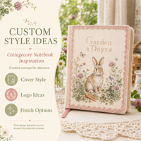 Carnet de notes LABON Garden Days Bunny en tissu de lin brodé avec bordure en dentelle et logo personnalisé, agenda à pois, cadeau bien-être