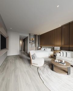 Escritorios de trabajo personalizables para habitaciones de huéspedes de hotel, soluciones de muebles ergonómicos de tela para alojamiento de viajeros de negocios - Product Image 5