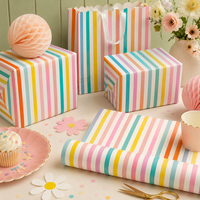 Fournitures pour fête d'anniversaire d'enfants DAMAI, papier cadeau rayé arc-en-ciel, papier couché, 43*500 CM, rouleau, papier cadeau pour filles