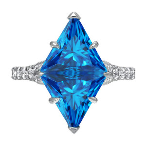Anello da Donna Blu con Taglio Triangolare in Zirconia Cubica, Design Traforato, Gioiello di Moda - Product Image 3