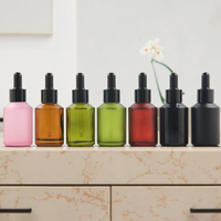 Flacons en verre transparent givré personnalisés RTS de 60 ml pour sérum et crème pour le visage avec compte-gouttes en verre ambré pour les soins de la peau