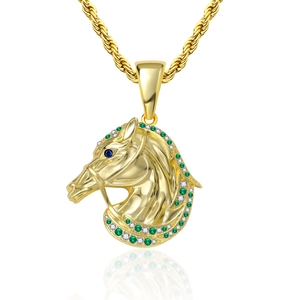 Colliers pendentifs de mode en zircon et CZ, motif animal et créature mythique, style hip-hop, pour hommes et femmes, vente en gros - Product Image 1