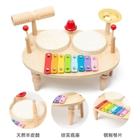 Ensemble de percussion multifonctionnel en bois : Xylophone, tambour à main et gong pour l'apprentissage musical et le développement cognitif