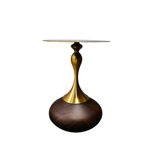 Mesa Auxiliar de Estilo Italiano de Lujo Ligero PurelyFeel, Mesa Redonda de Esquina para Sala de Estar o Dormitorio con Base de Acero Inoxidable - Product Image 1