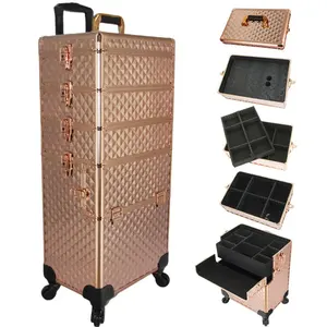 Trolley makeup train case professional Rolling makeup box case organizer storage cosmetic kit box beauty package forstylist