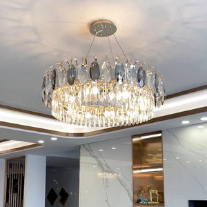 Home <b>Decoration</b> <b>Led</b> Hanging Light Hotel Restaurant Rectangle <b>Led</b> Gray K9 Crystal Chandelier - Product Image 5