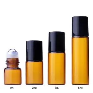 Rolo de vidro âmbar na garrafa com tampa de 1ml/2ml/3ml/5ml para óleo essencial