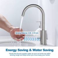 Robinet mitigeur de lavabo de salle de bain sans contact électrique automatique Capteur de robinet d'eau en acier inoxydable Robinet à capteur infrarouge d'hôtel
