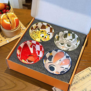 Ensemble de bols en céramique Zootopia pour enfants, vaisselle ronde en porcelaine, boîte cadeau avec motif animal - Product Image 5