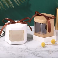 XJH Transparent Fenêtre Kraft Papier Gâteau Boîte avec Ruban Cuisson Dessert Bonbons Cadeau Cas Anniversaire De Mariage Gâteau Emballage Boîtes