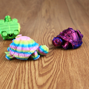 Figurine de tortue articulée, tortue bébé imprimée en 3D avec articulations mobiles, tortue flexible pour décoration de bureau, cadeau de collection - Product Image 2