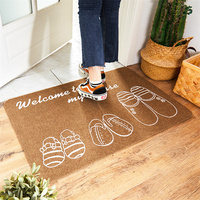 Tapis d'entrée en polyester à boucles tuftées pour l'intérieur et l'extérieur, adapté aux animaux domestiques, facile à nettoyer, antidérapant, personnalisable et lavable