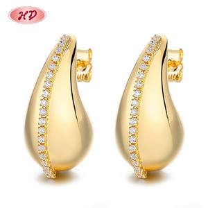 Ottone Guangzhou fabbricazione <span class=keywords><strong>Bottega</strong></span> orecchini 3A zirconi oro placcato oro 18K goccia di acqua per le donne gioielli di moda - Product Image 3