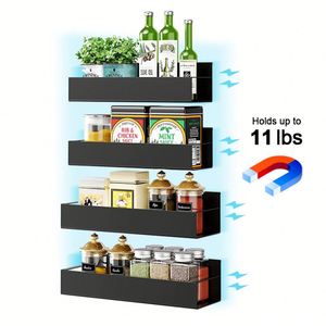 Lot de 4 étagères magnétiques mobiles en métal pour réfrigérateur, organisateur de réfrigérateur, supports à épices, étagère magnétique pour cuisine - Product Image 2