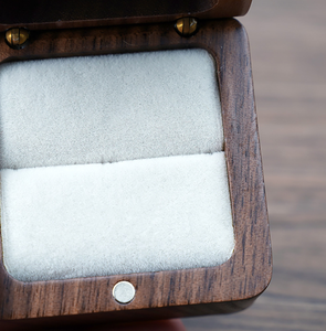 EleQueen Retro Solid Walnut Wood Engraved Magnetic Closure Velvet Lining Mini Square Jewelry <b>Gift</b> <b>Box</b> for Wedding - Product Image 3