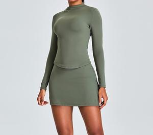 Setelan rok tenis kustom untuk wanita, setelan 2 potong pakaian olahraga tenis picleball rok Pantskirt Set - Product Image 2