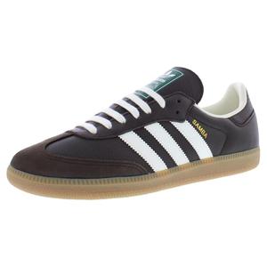 Chaussures Adidas Samba en cuir pour homme, marron foncé, blanc cassé, semelle gum 4, style basketball - Product Image 1